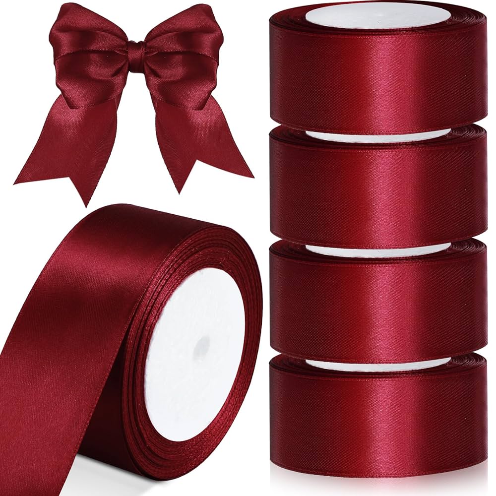 Amazon.com: Zeyune 4 Rolls Burgundy Double Faced Satin